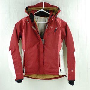 Orage Women's XL Ski Jacket Insulated Snow Rain Hood Red White Pink